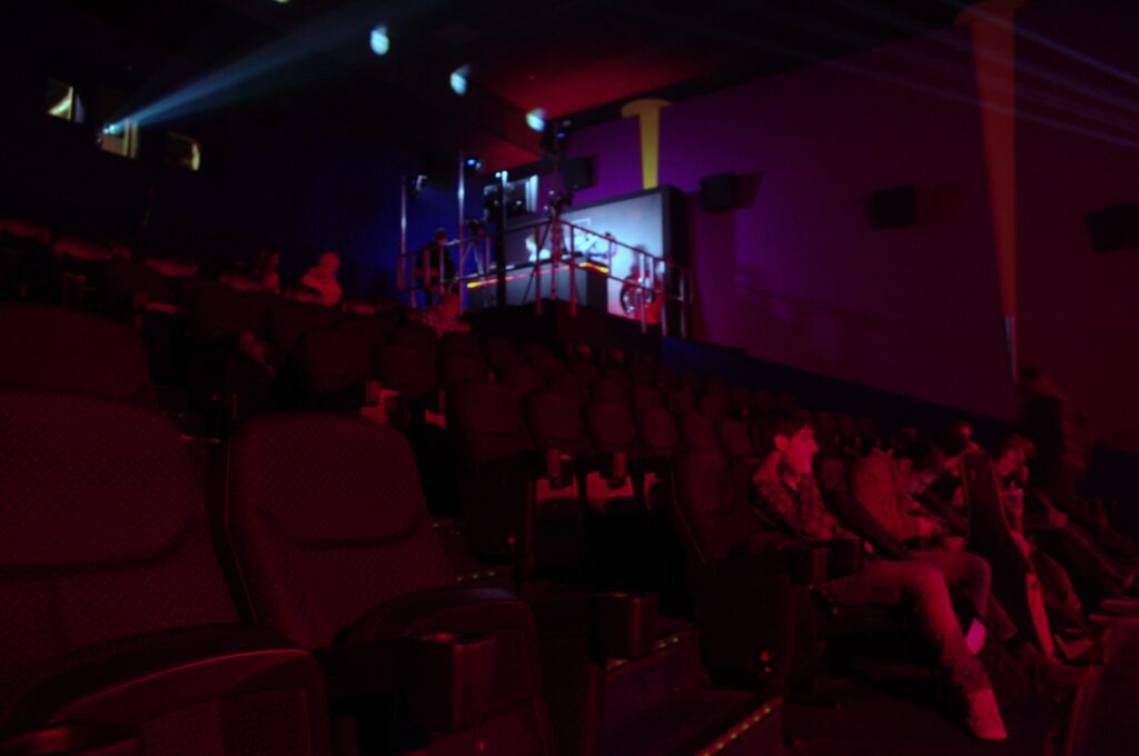 The Main Stage bathed in red light early in the day.