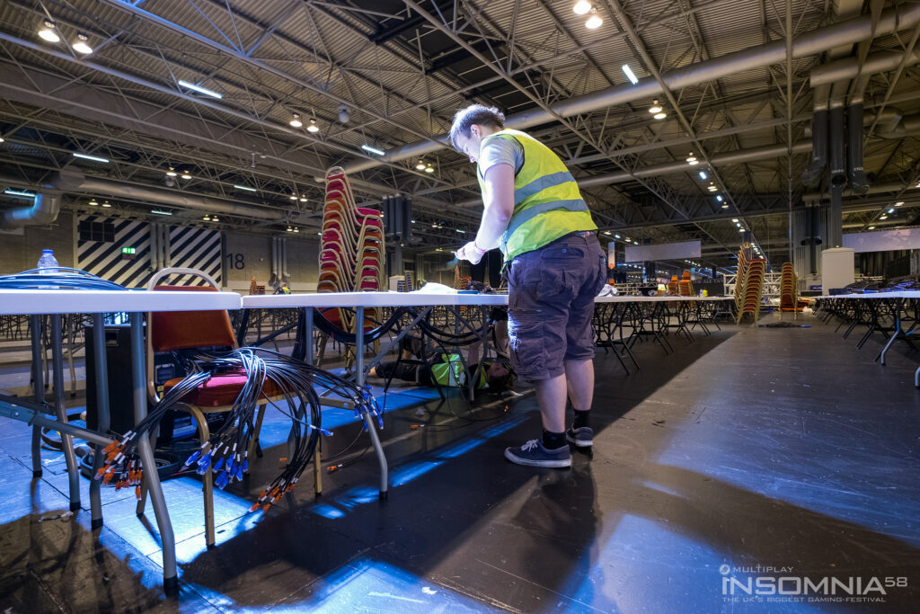 Setup in progress at the UK's largest LAN event.